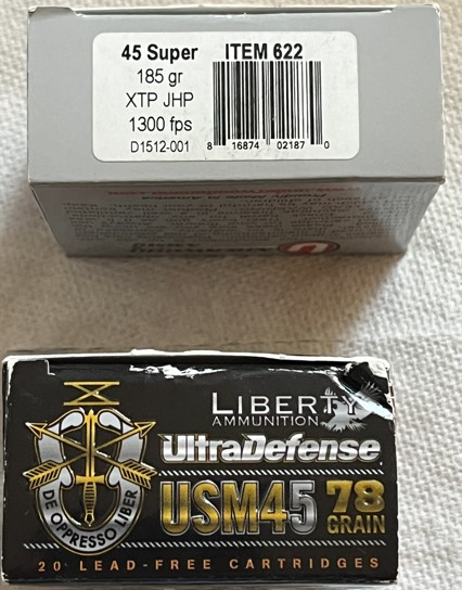 45 Ammo - Underwood 45 Super 185 gr XTP JHP and Liberty Ultra Defense 78 gr.jpg